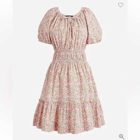 J.Crew cinched-waist puff sleeve dress in scattered blooms NWOT BK948 - Picture 8 of 10